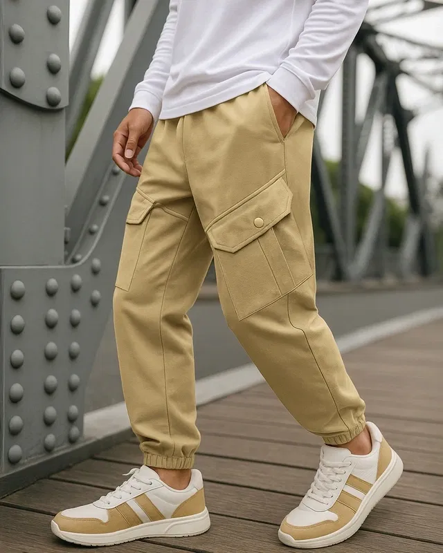 Men's Brown Super Loose Fit Cargo Joggers Bewakoof sale