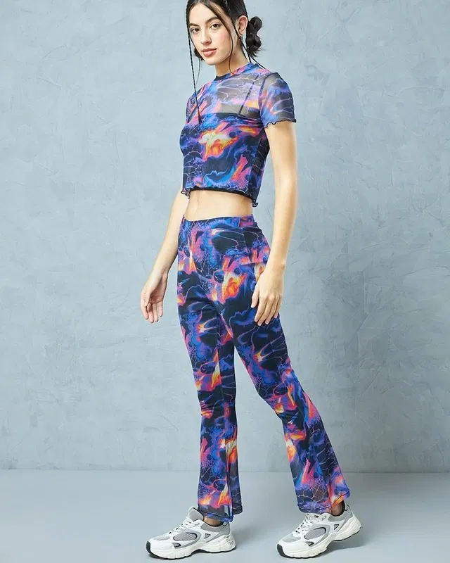 Bewakoof Air Women's Black and Blue All Over Printed Co-ordinates Bewakoof sale