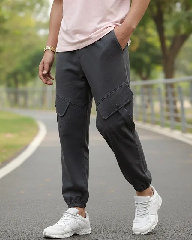 Bewakoof Men's Grey Super Loose Fit Cargo Joggers Bewakoof sale