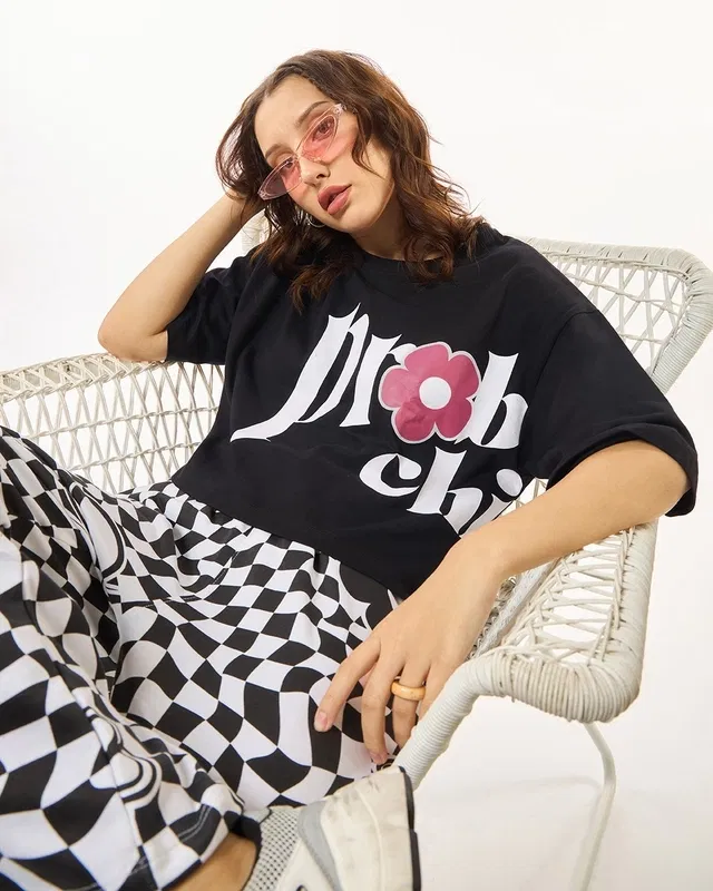 Bewakoof Women's Black and White Problem Child Graphic Printed Co-ordinates Bewakoof sale