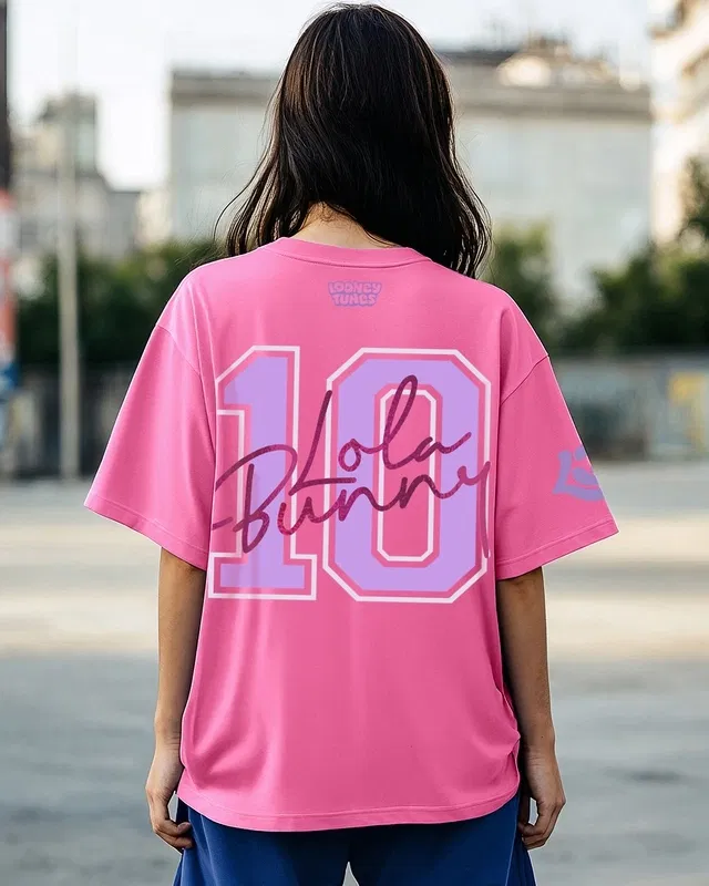Bewakoof Women's Bubblegum Pink Lola Bunny Oversized T-shirt Bewakoof sale