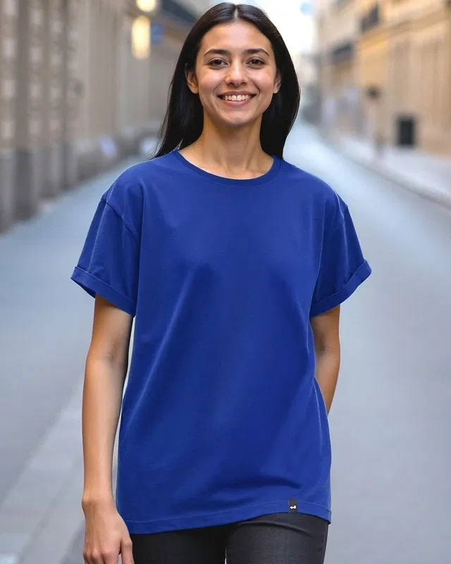 Bewakoof Women's Blue Boyfriend T-shirt Bewakoof sale