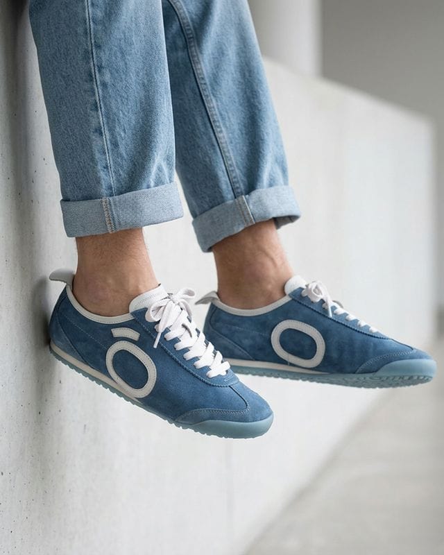 Bewakoof Men's Sunday Blue Halo Series Suede Leather Sneakers Bewakoof sale