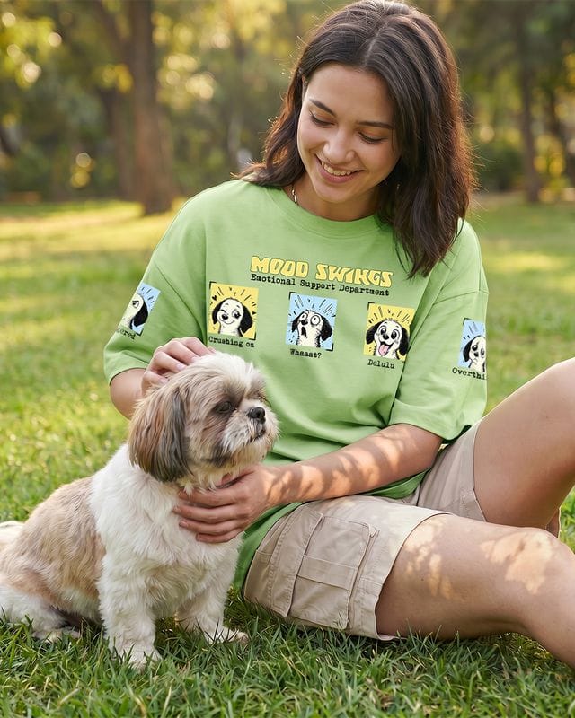 Bewakoof Women's Jade Lime Green Mood Swings Oversized T-Shirt Bewakoof sale