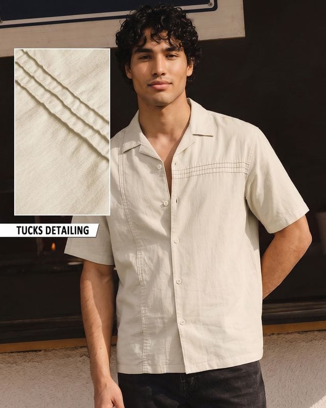 Bewakoof Men's Beige Oversized Shirt Bewakoof sale