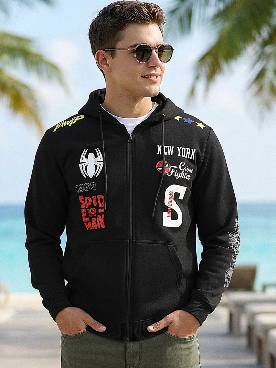 Men's Solid Zip Hoodie Bewakoof sale