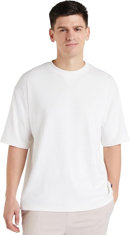 Bewakoof Men Plain White Oversized T-Shirt