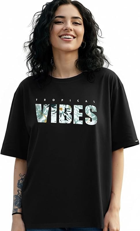 Bewakoof Women Typography Oversized T-Shirt