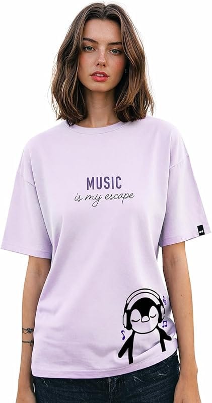 Bewakoof Women's Oversized Graphic T-Shirt