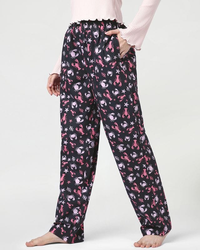 Bewakoof Women's Black All Over Printed Pyjamas Bewakoof sale