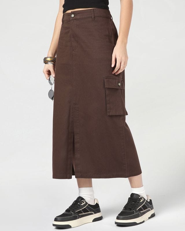 Bewakoof Women's Coffee Brown Cargo Skirts Bewakoof sale