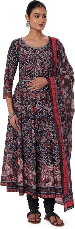 Biba Black Cotton Kurta Set