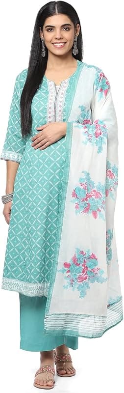 Biba Chanderi Silk Kurta Set