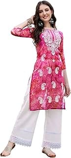 EthnicJunction Georgette Chikankari Straight Kurta Amazon sale