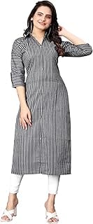 Women Striped Cotton Straight Kurta, Pink Amazon sale