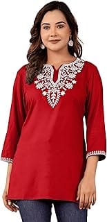 Indesi Lucknowi Chikankari Short Kurti Amazon sale