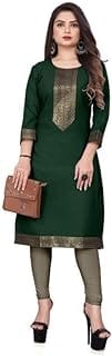 VISVA DESIGNER Plain Cotton Golden Lace Border Kurta Amazon sale