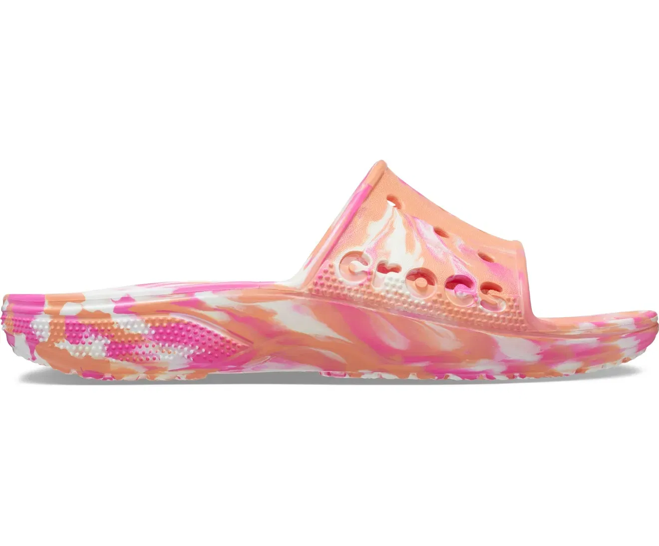 Baya II Marbled Amazon Papaya/Multi Unisex Slide Crocs India sale