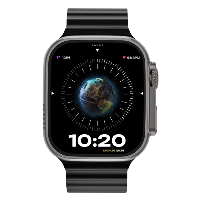 GOBOULT Crown Bluetooth Calling Android OS Smartwatch (49.5mm HD Display, Working Crown, Black Strap) Croma sale