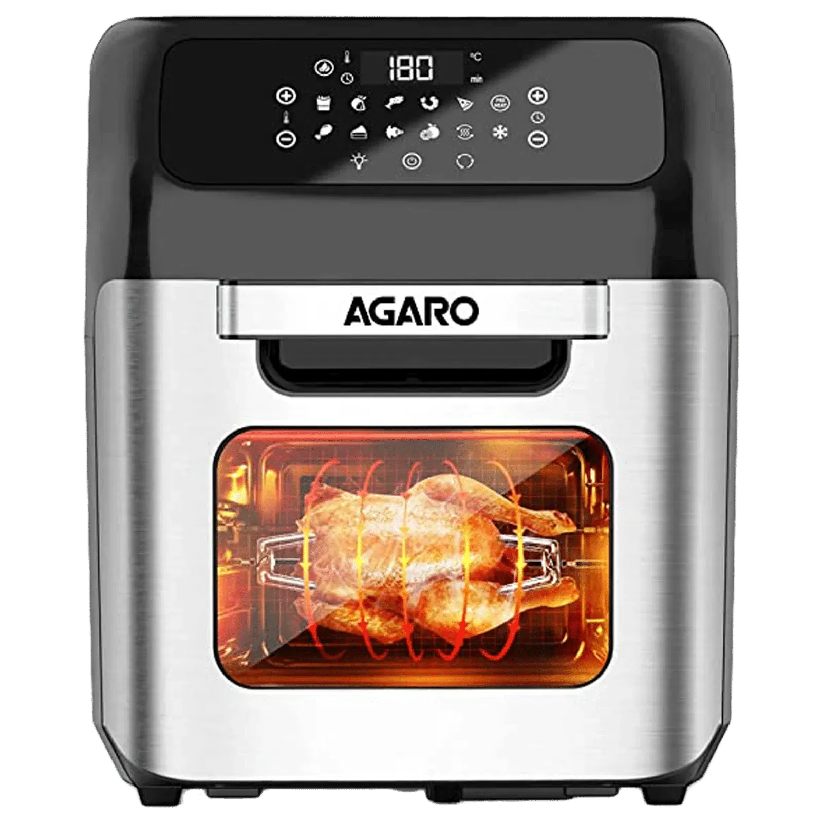 AGARO Regency 12L 1800 Watt Digital Air Fryer with 360 Degree Heat Circulation Technology (Silver) Croma sale
