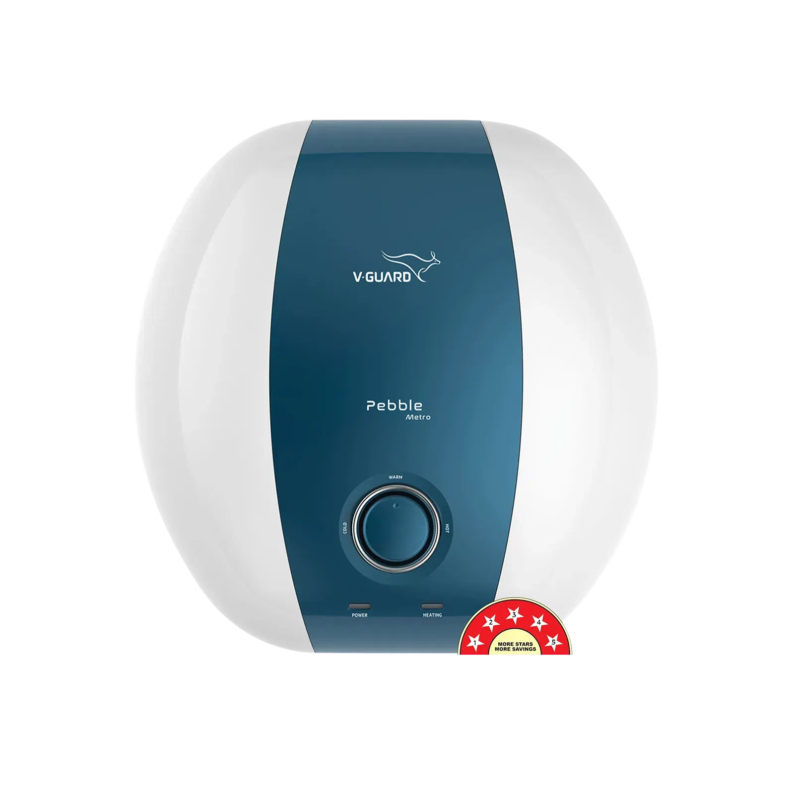 V-Guard Pebble Metro 15 Litre 5 Star Vertical Storage Geyser with Energy Saving Technology (White) Croma sale