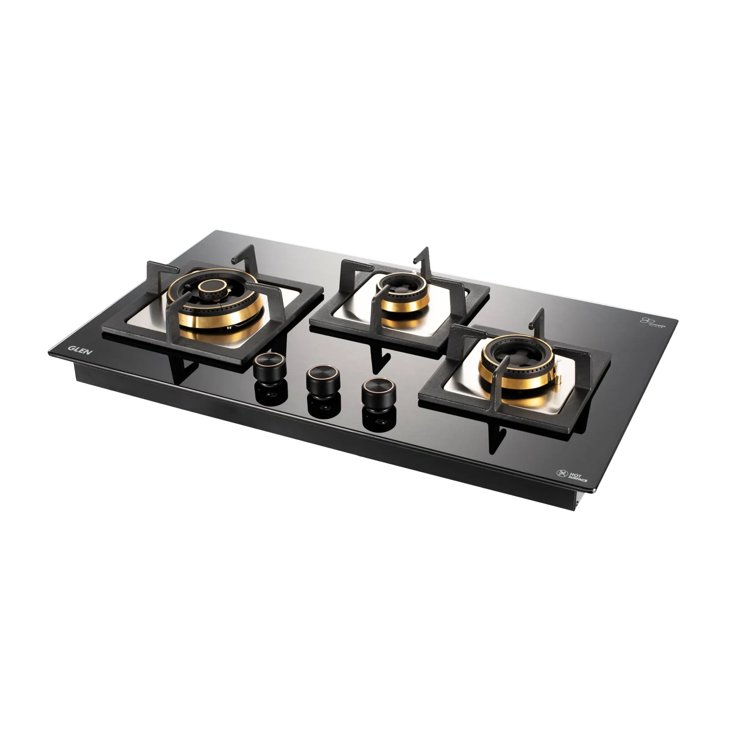 Glen 1073 SQ HT DB TR Toughened Glass Top 3 Burner Automatic Electric Hob (Vitreous Enamelled Pan Su Croma sale