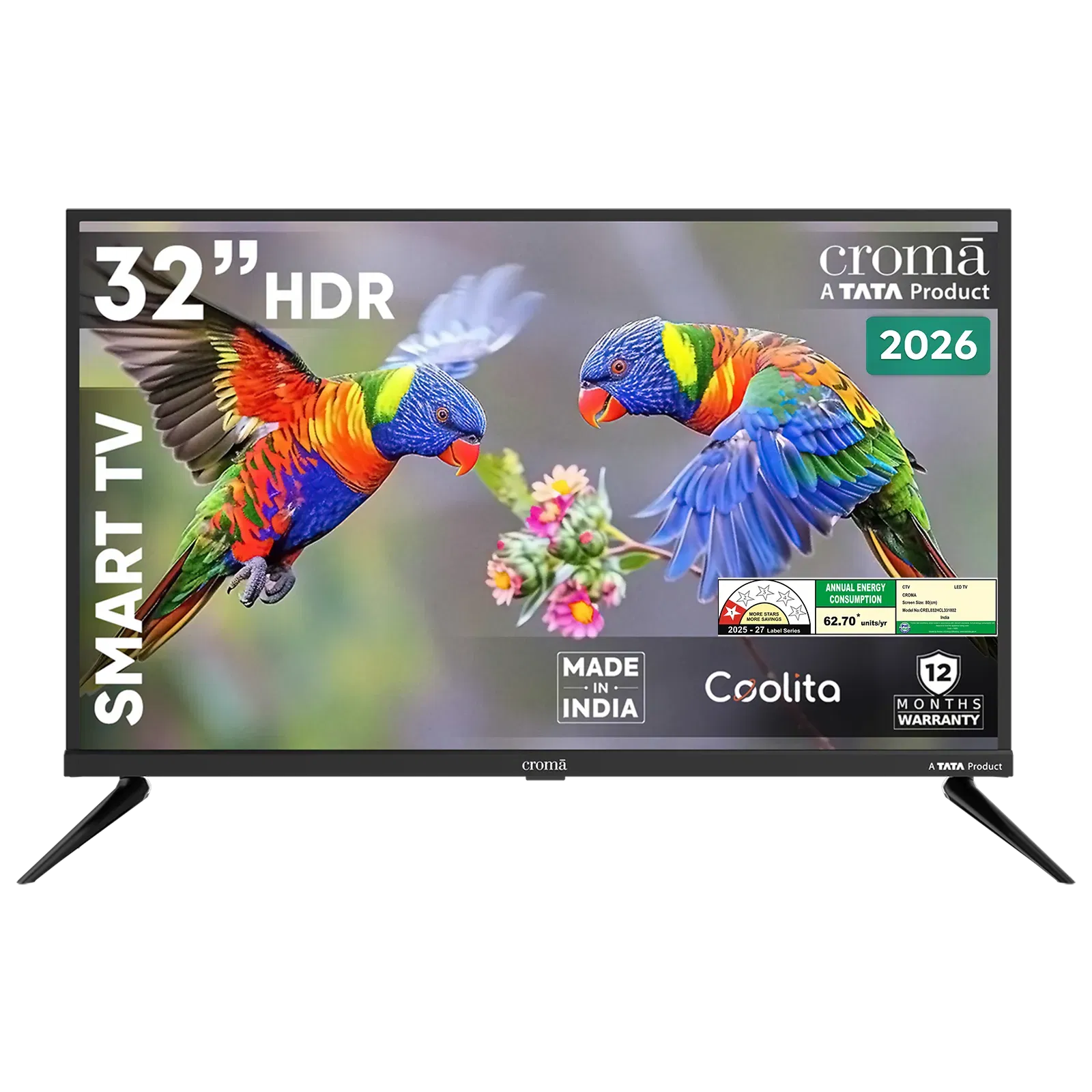 Croma 81.28 cm (32 inch) 1 Star LED HD Ready Smart Linux TV with A+ Grade Panel (2026 Model) Croma sale