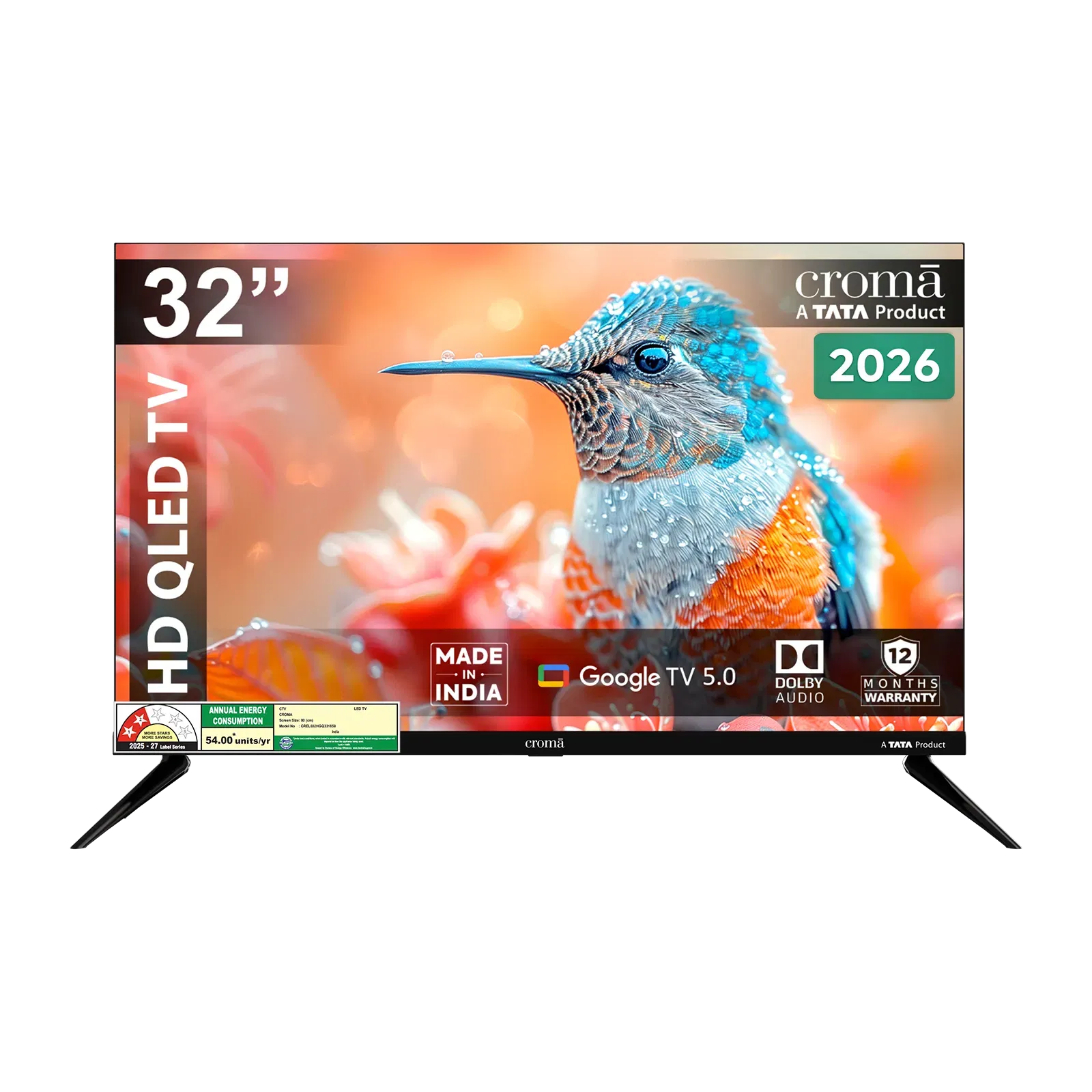 Croma 80 cm (32 inch) 2 Star HD QLED Smart Google TV 5.0 with Quad Core Processor (2026 model) Croma sale
