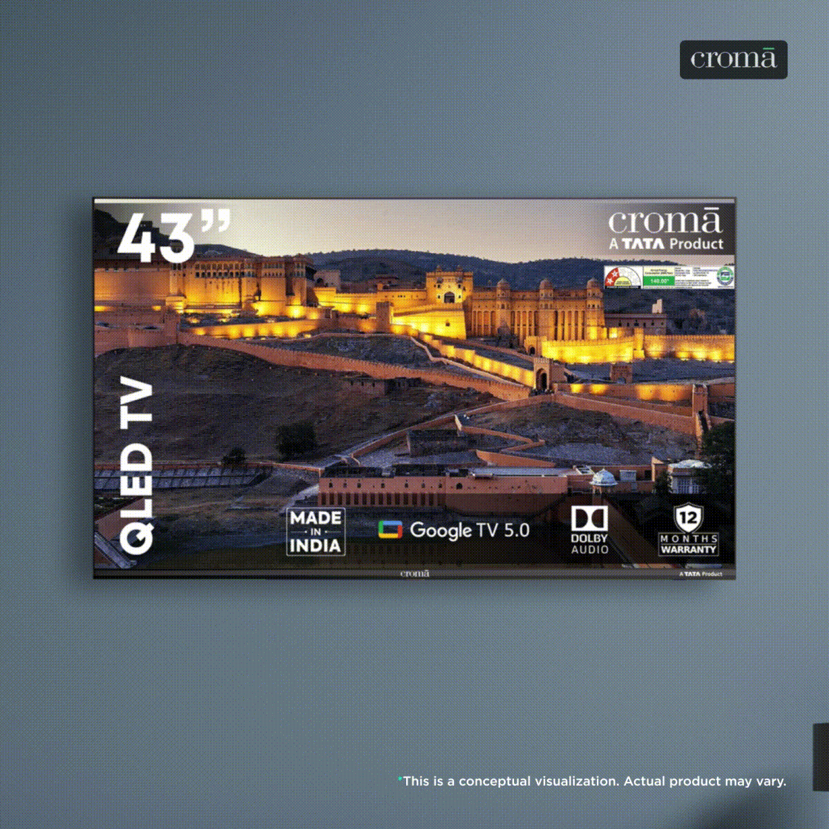 Croma 109 cm (43 inch) 2 Star QLED 4K Ultra HD Smart Google TV 5.0 with Dolby Audio Croma sale