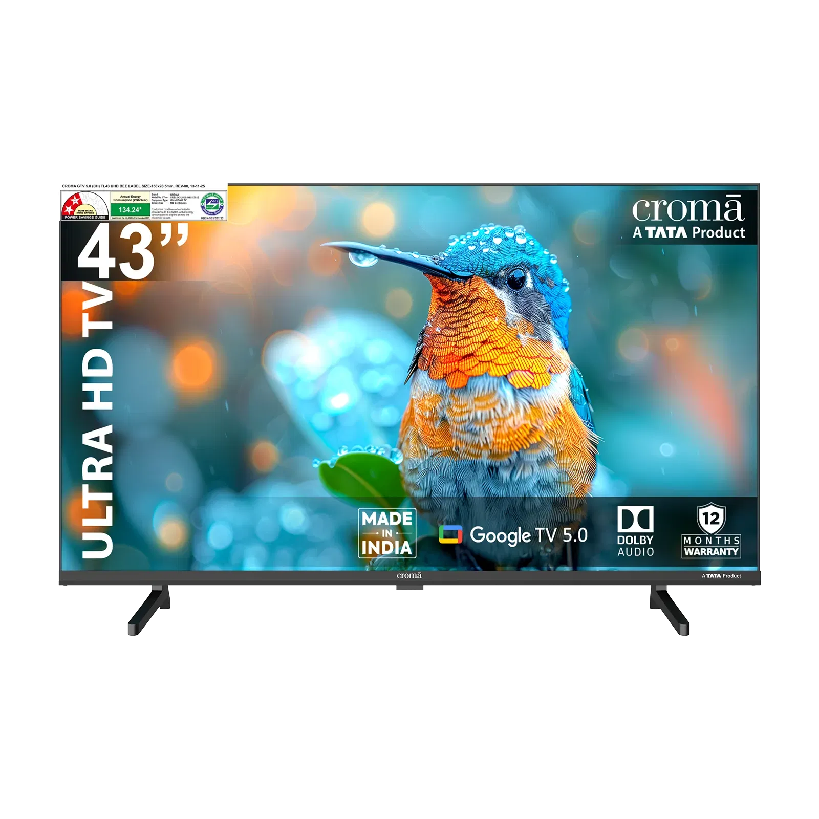 Croma 109 cm (43 inch) 2 Star 4K Ultra HD LED Smart Google TV with Dolby Audio (2025 model) Croma sale