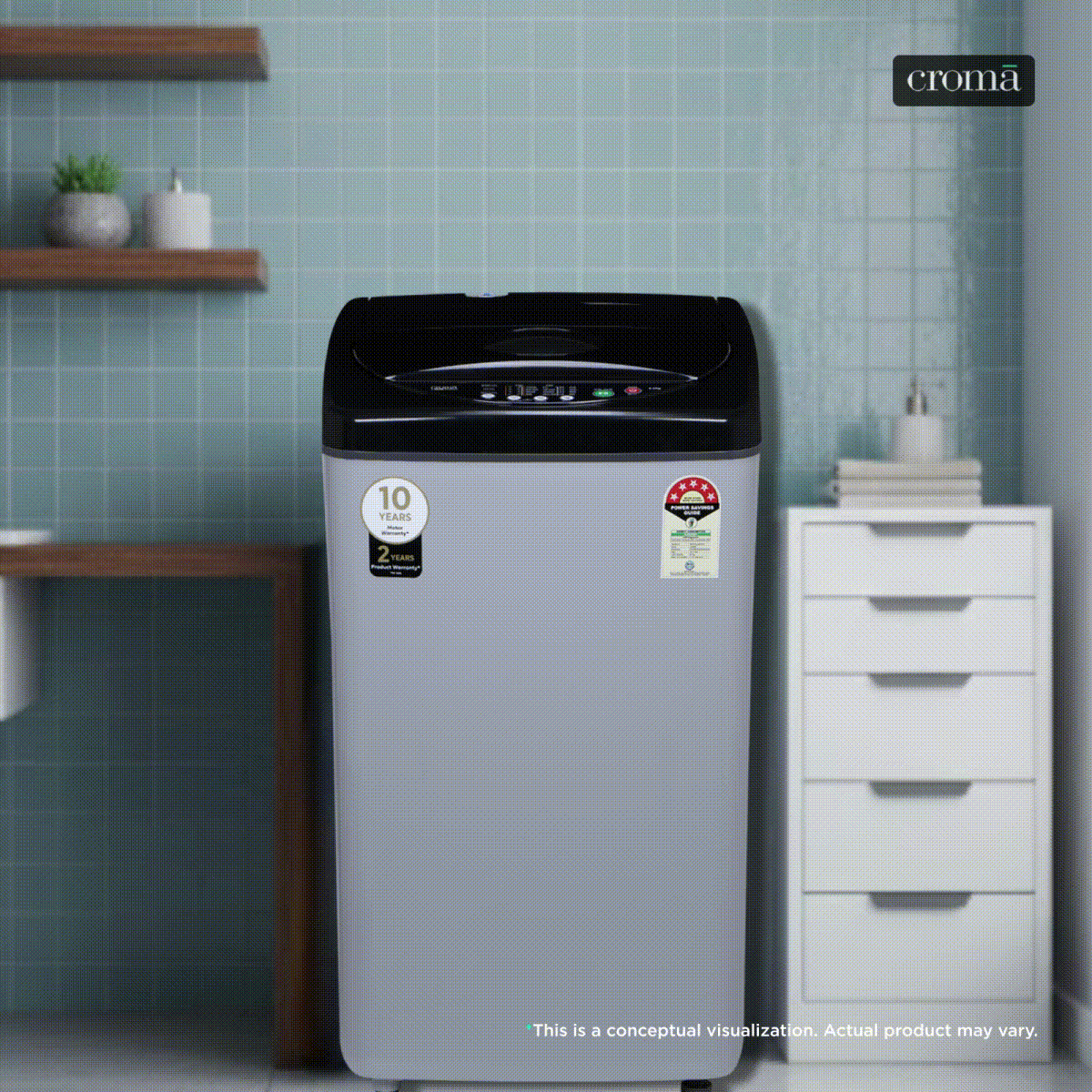 Croma 6.5 kg 5 Star Fully Automatic Top Load Washing Machine (CRLW065FAF264504, Lint Filter, Inox Gr Croma sale