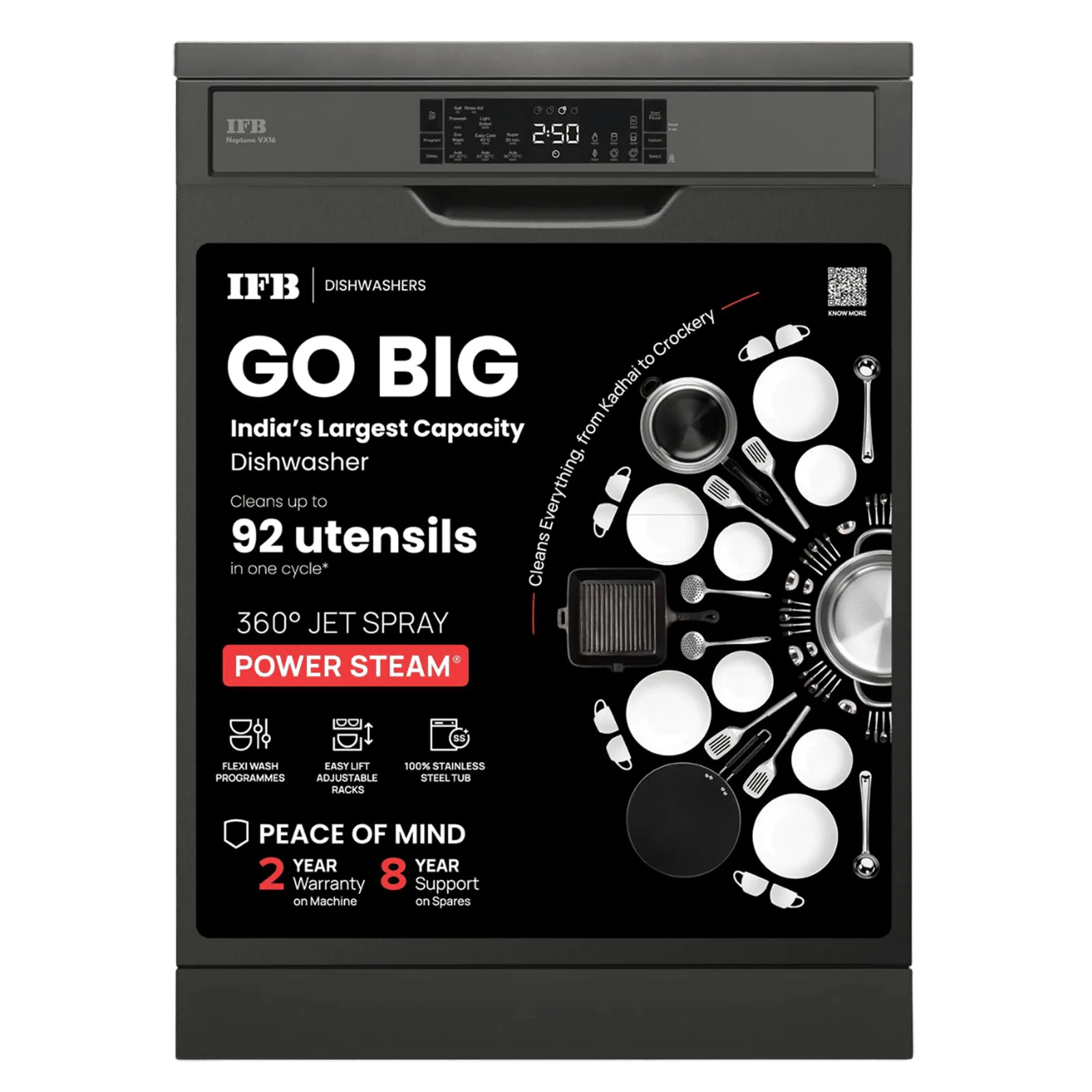 IFB Neptune VX16 16 Place Settings Free Standing Dishwasher with Ion Technology (No Pre-rinse R Croma sale
