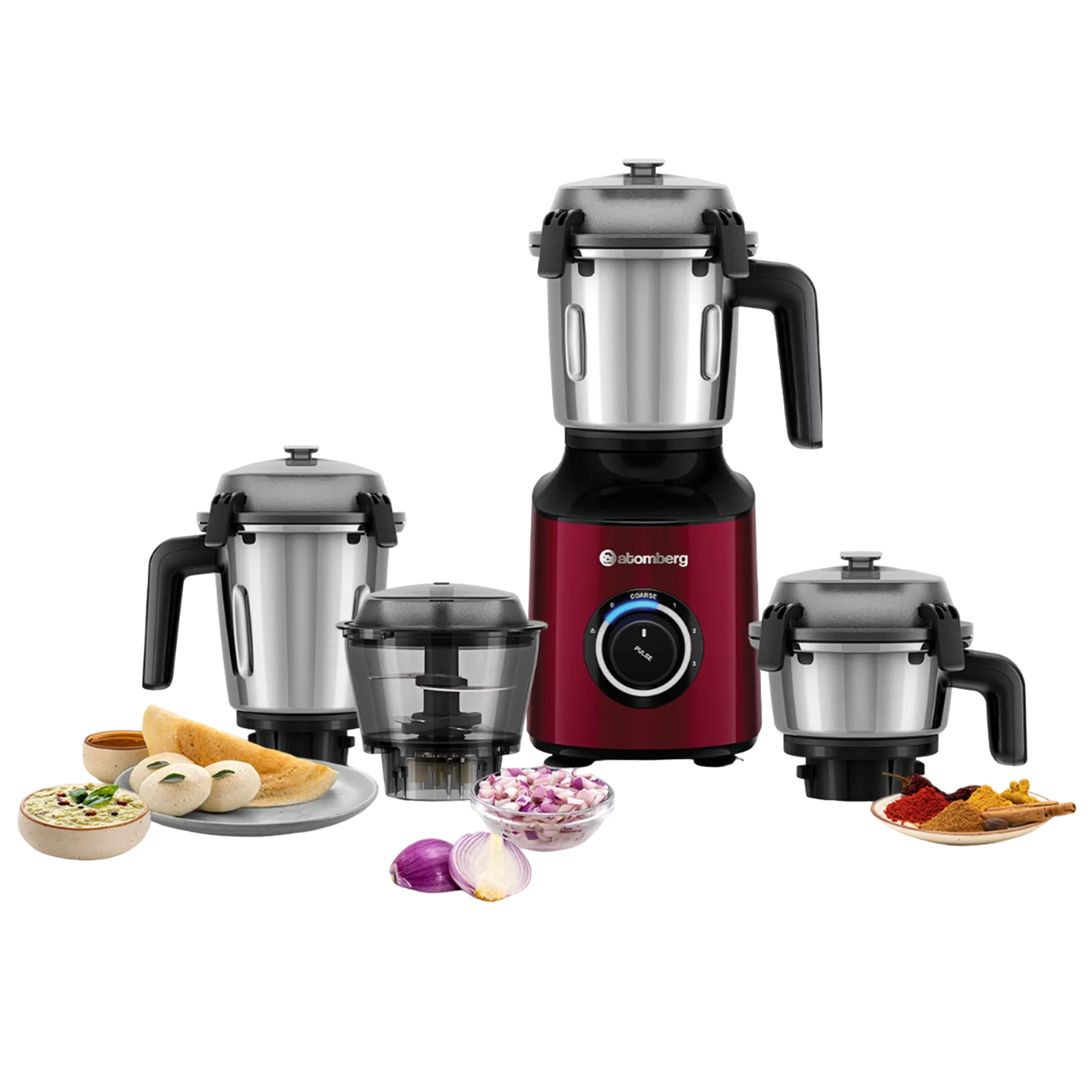 Atomberg Zenova 550 Watt 4 Jars Mixer Grinder (18000 RPM, Hands Free Operation, Red Wine) Croma sale