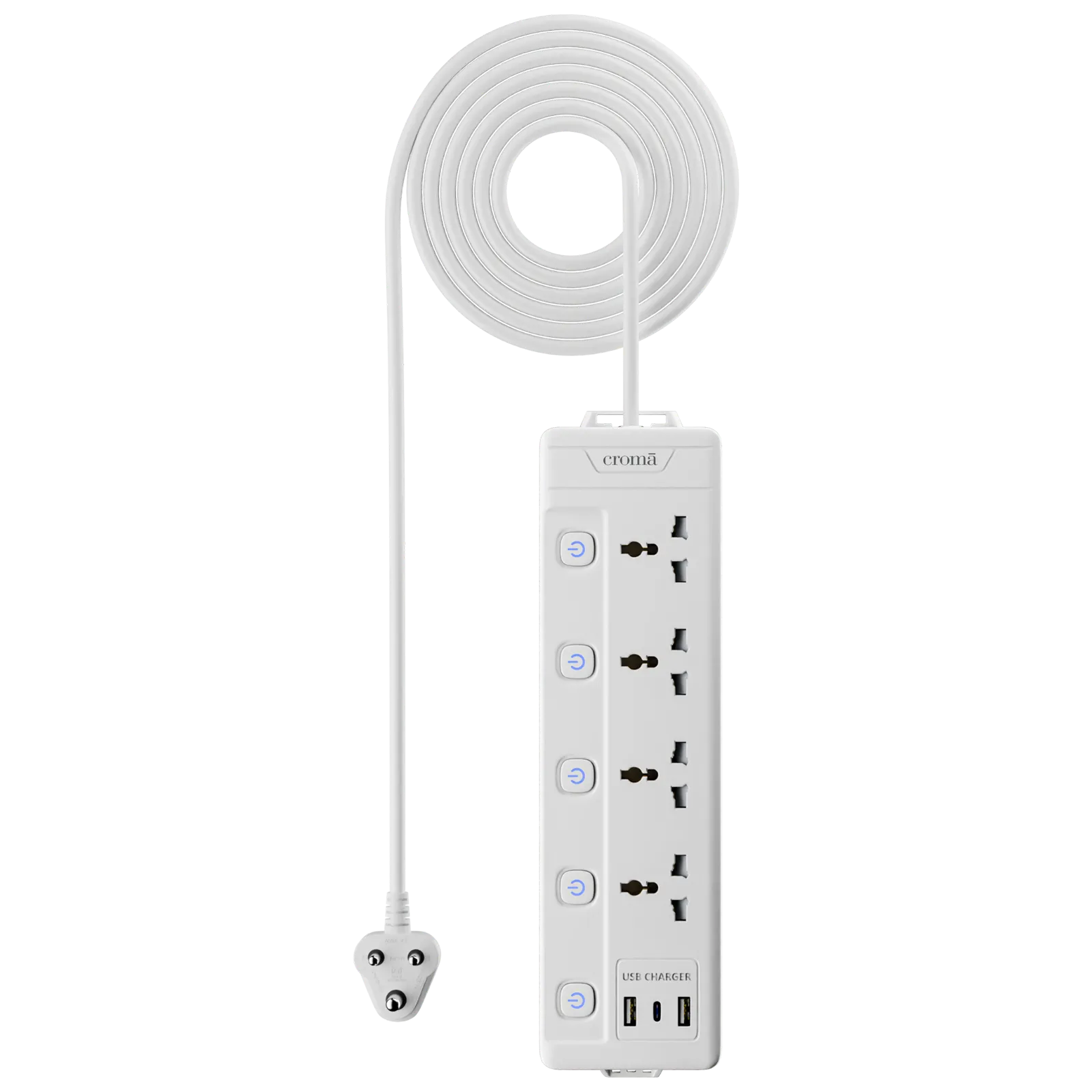 Croma 6 Amps 4 Sockets Surge Protector with Individual Switch Croma sale