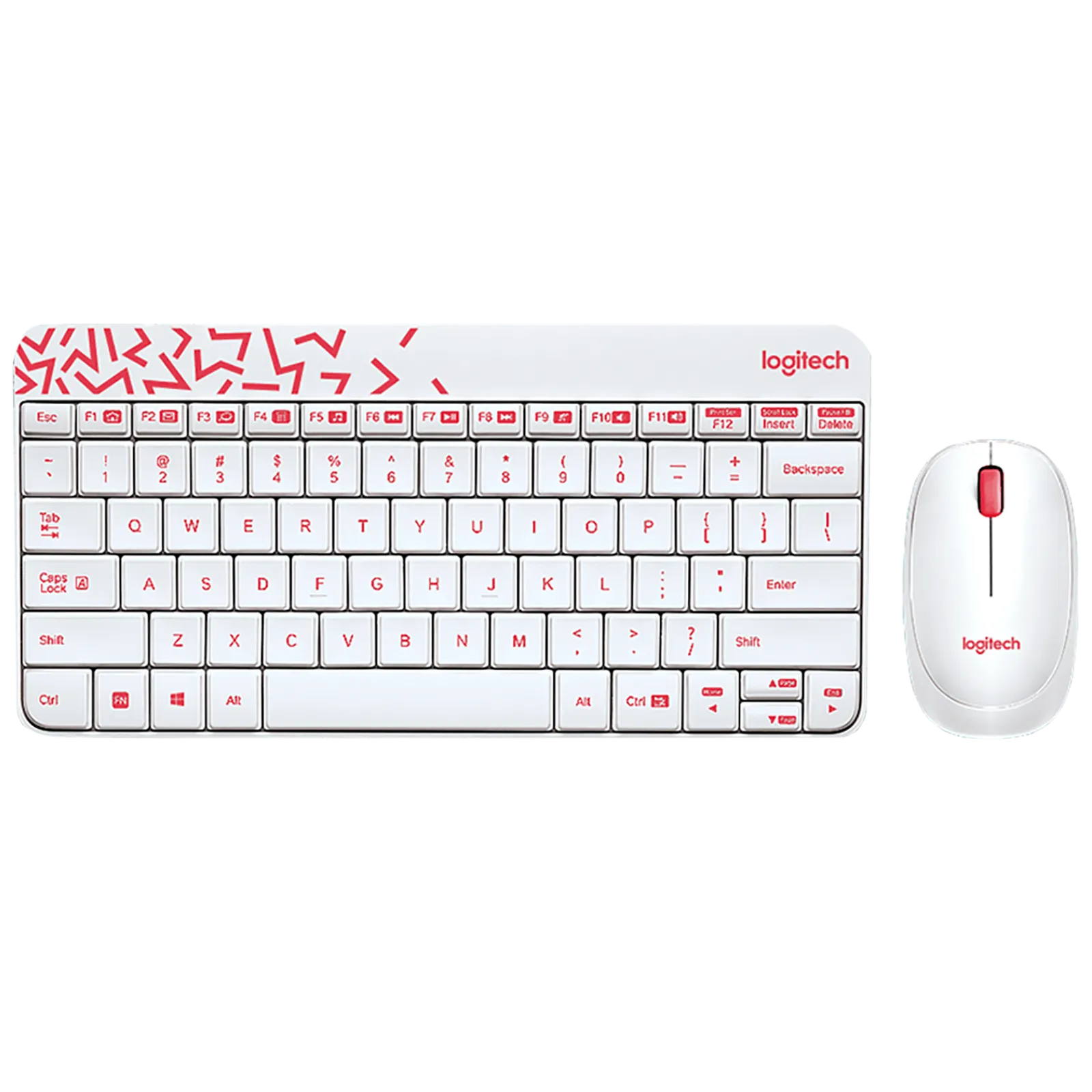 logitech MK240 Wireless Keyboard & Mouse Combo (1000 DPI, Spill Resistant, White/Vivid Red) Croma sale