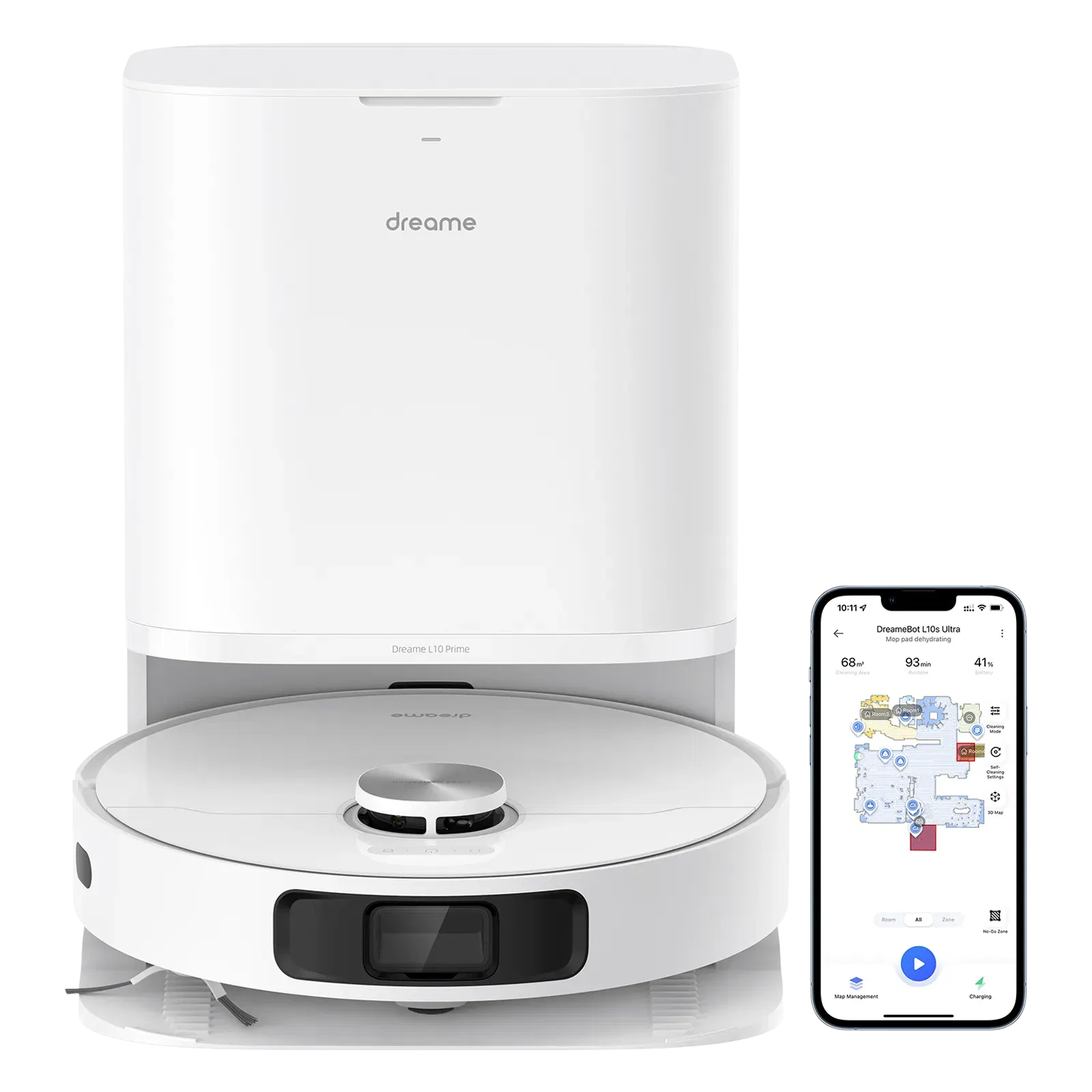DREAME L10 Prime Robotic Vacuum Cleaner & Mop with LiDAR Navigation (Mop Self Cleaning, White) Croma sale