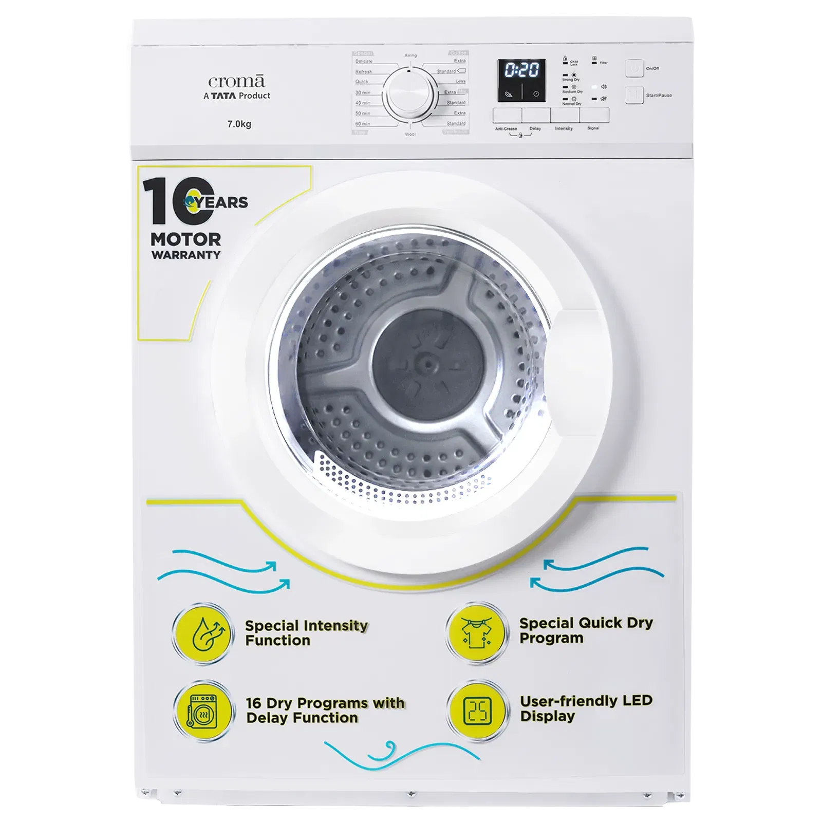 Croma 7 kg Fully Automatic Front Load Dryer (Fixed Frequency) Croma sale