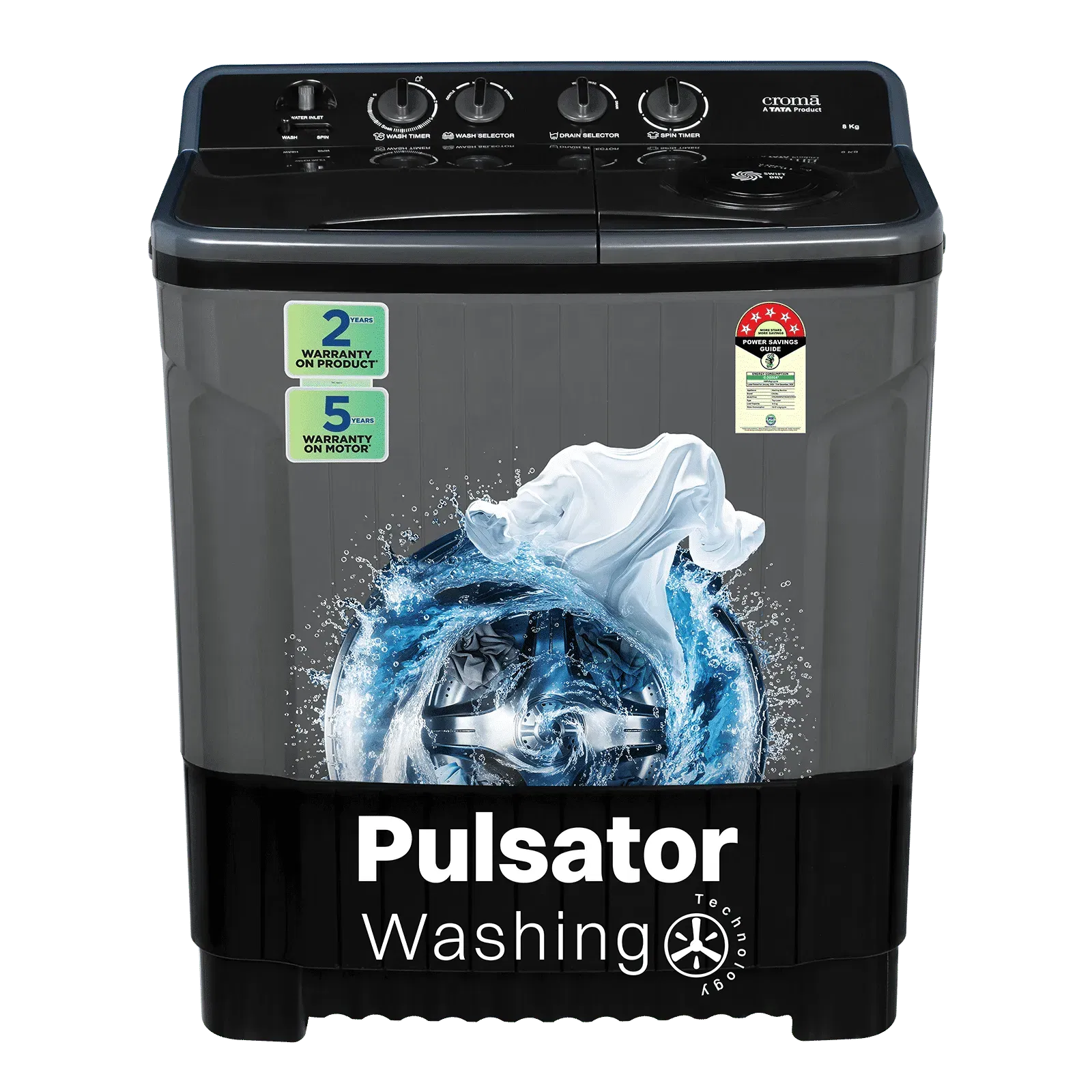 Croma 8 kg 5 Star Semi Automatic Washing Machine with Magic Filter Croma sale