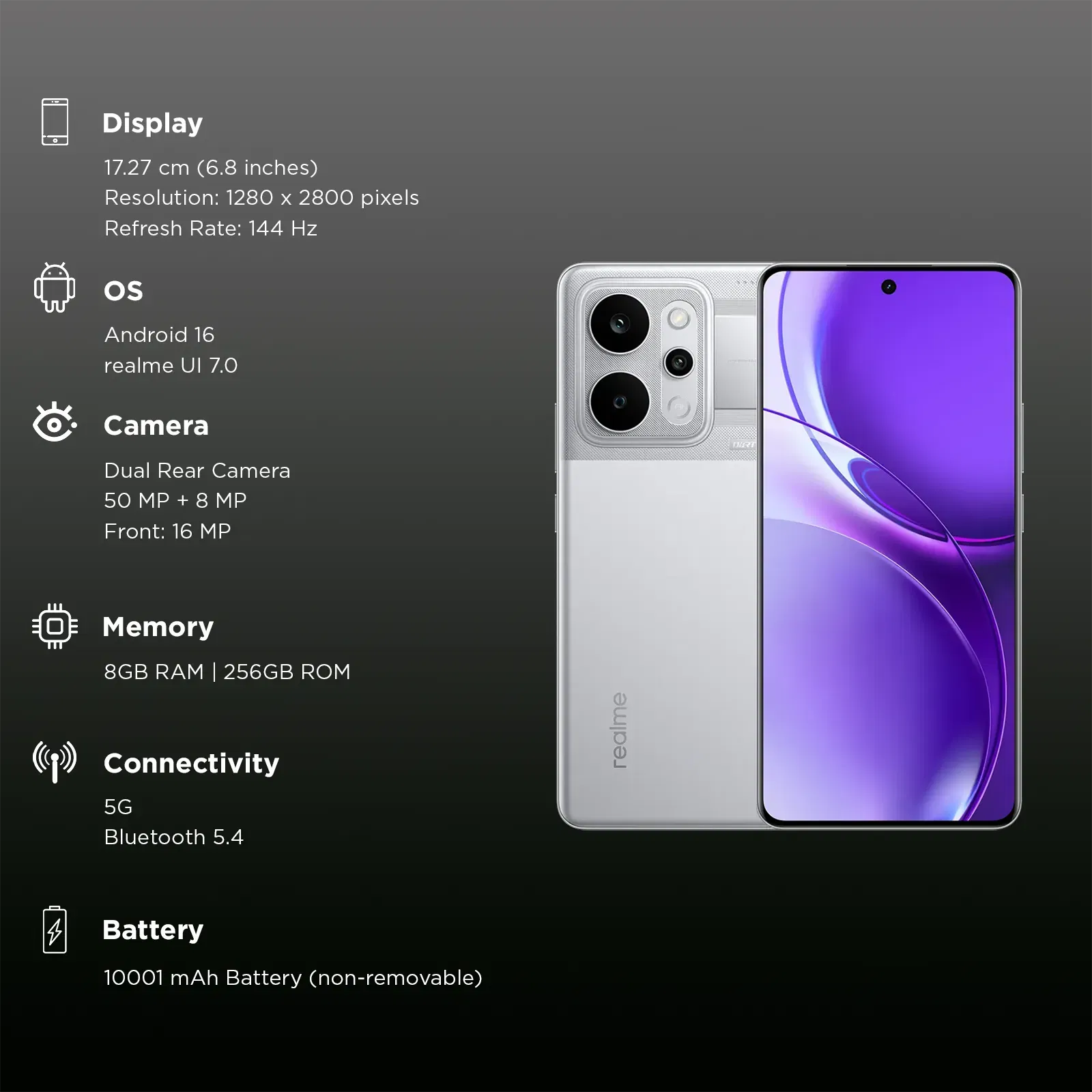 realme P4 Power 5G (8GB RAM, 256GB, Trans Silver) Croma sale