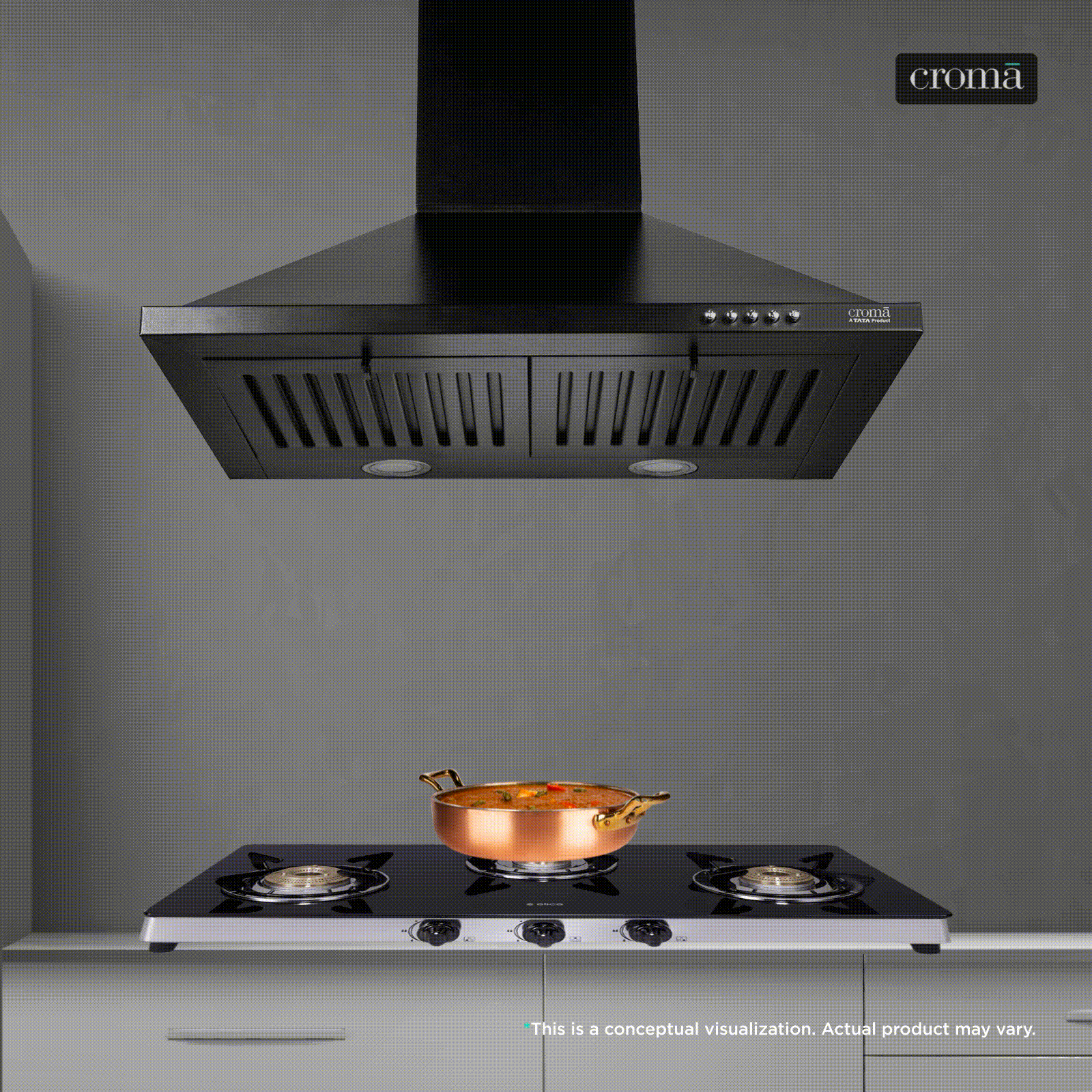 Croma AG1108 60cm 900m3/hr Ducted Wall Mounted Chimney with Push Button Control Croma sale