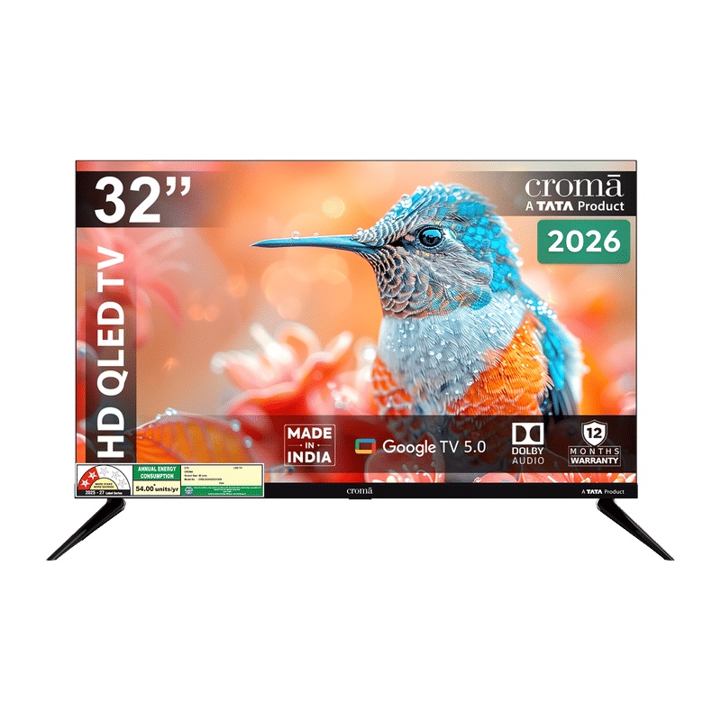 Croma 80 cm (32 inch) 2 Star HD QLED Smart Google TV 5.0 with Quad Core Processor (2026 model) Croma sale