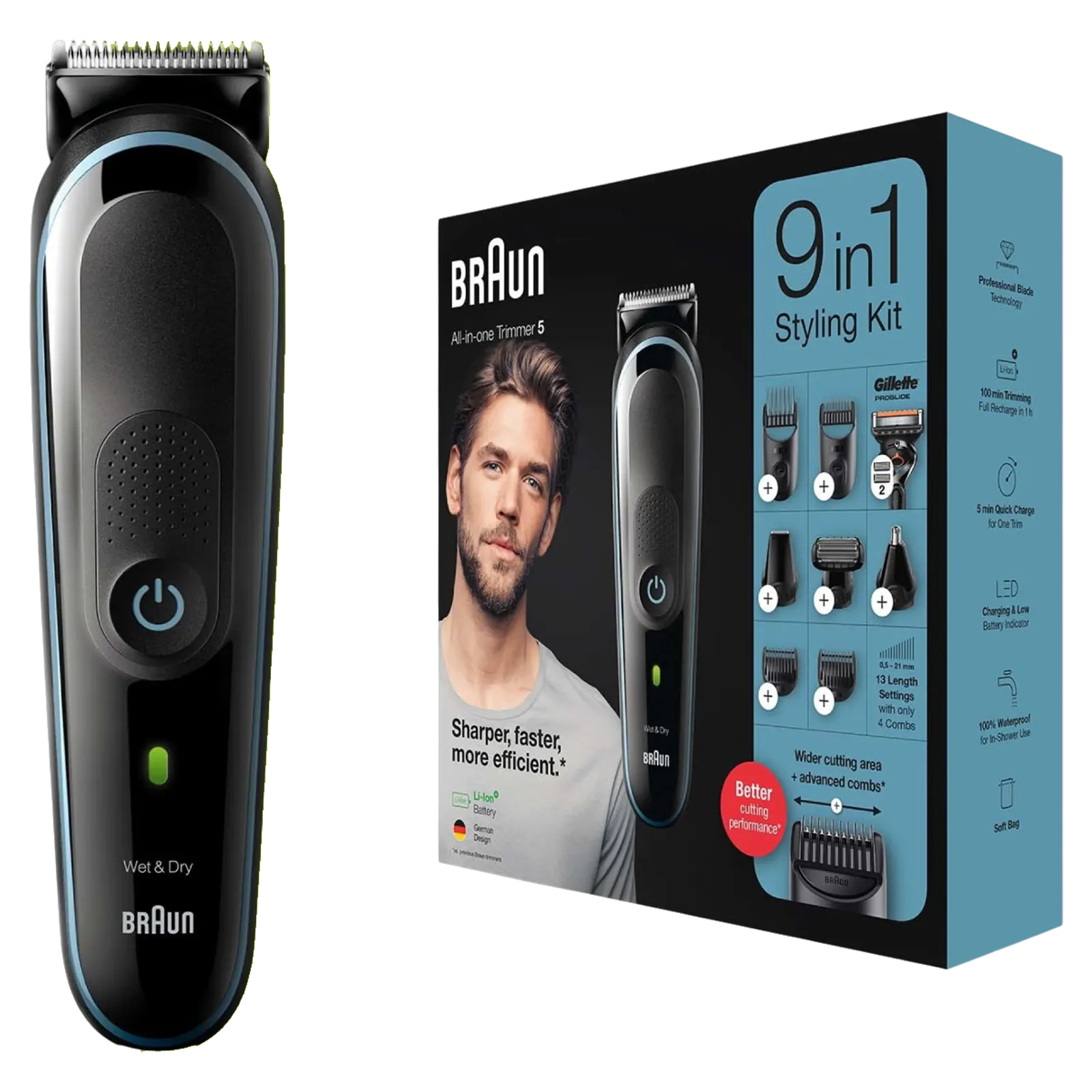 BRAUN MGK5380 9-in-1 Rechargeable Cordless Wet & Dry Trimmer for Beard & Body with 13 Length Croma sale