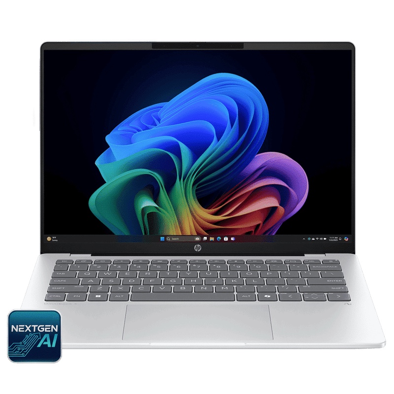 HP OmniBook 5 14-he0015QU Qualcomm Snapdragon X Thin & Light Laptop (16GB, 1TB SSD, Windows 11 Home, 14 inch 2K OLED Display, MS Office Home 2024, Glacier Silver, 1.35 KG) Croma sale