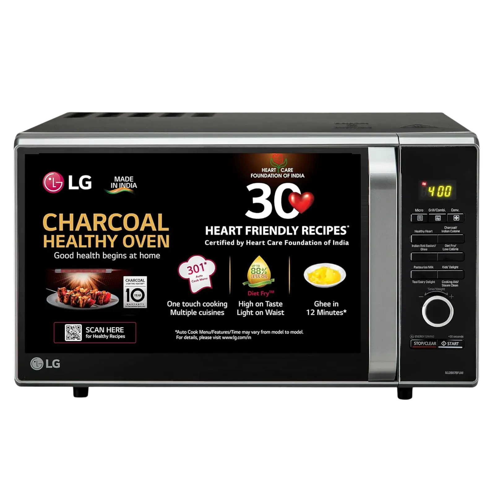 LG 28L Charcoal Microwave Oven with Diet Fry (MJ2887BFUM.DBKQILN, Black) Croma sale