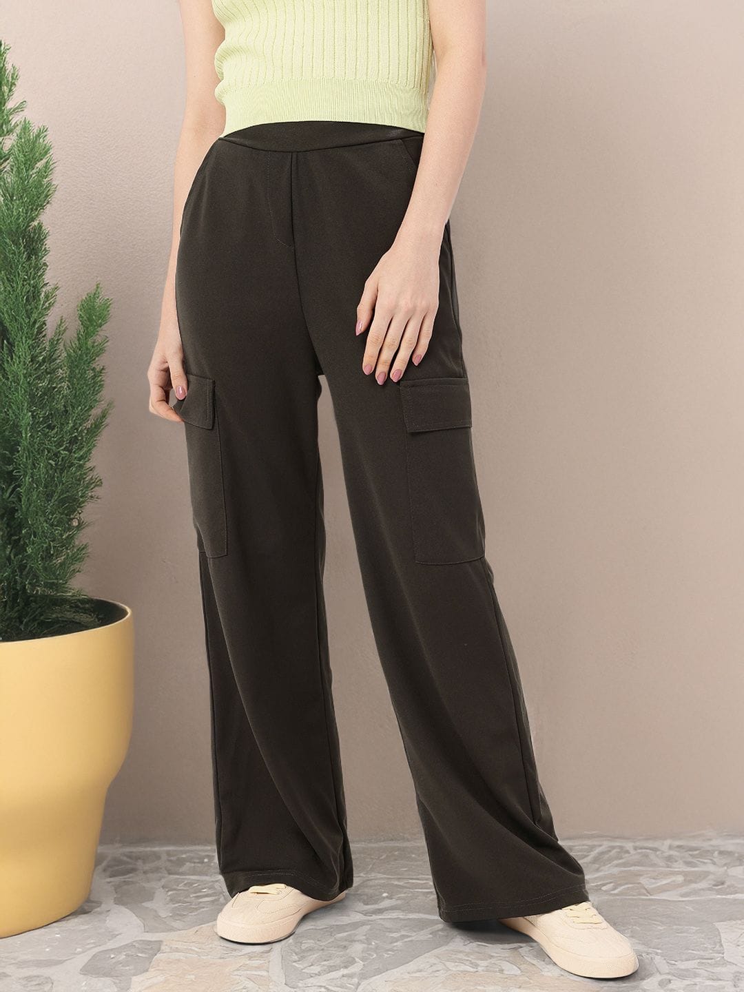 DressBerry X fwd Women Cargo Pockets Straight Fit Trousers Myntra sale