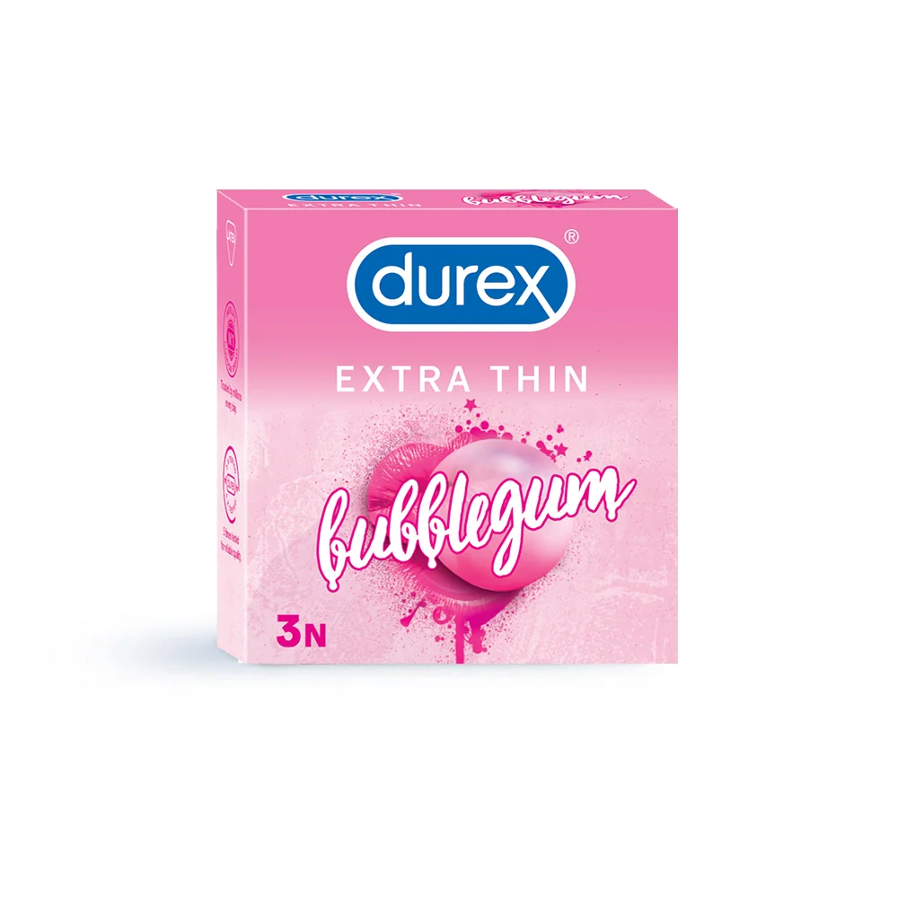 Durex Extra Thin Bubblegum Flavoured - 3 Condoms Durex India sale
