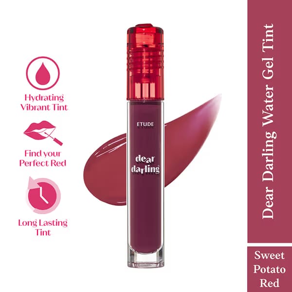 ETUDE Dear Darling Water Gel Tint Lipstick - 06 Sweet Potato Red- PK003 Nykaa sale