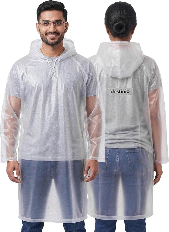 Fabflee Transparent Rain Poncho Pack of 5