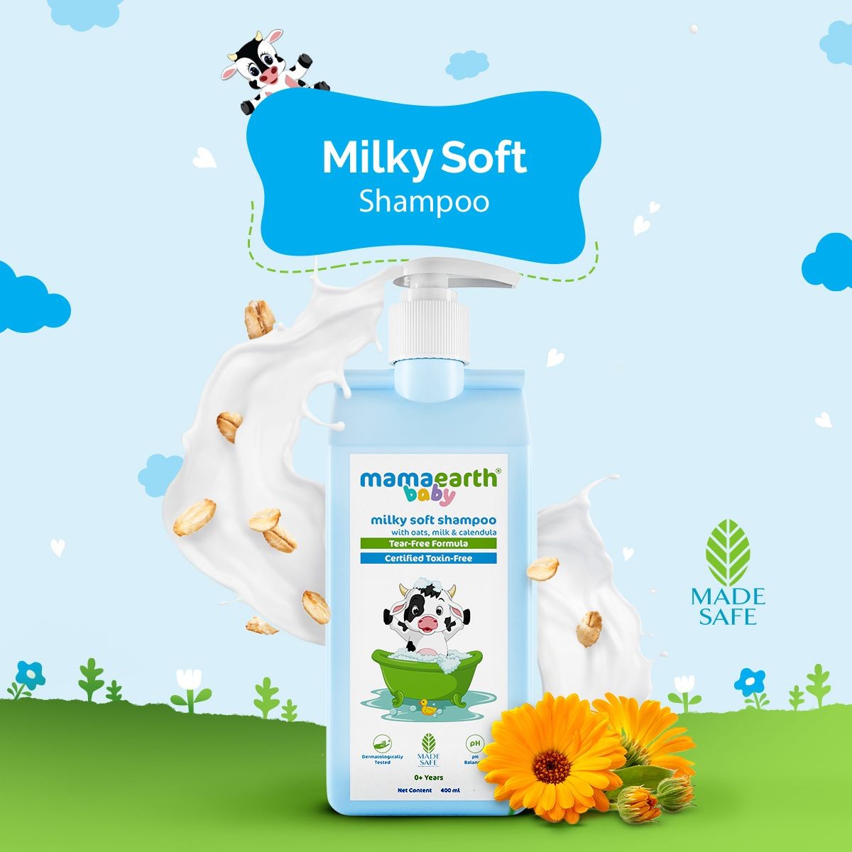 Mamaearth Milky Soft Shampoo with Oats, Milk and Calendula for Babies - 400 ml Mamaearth sale