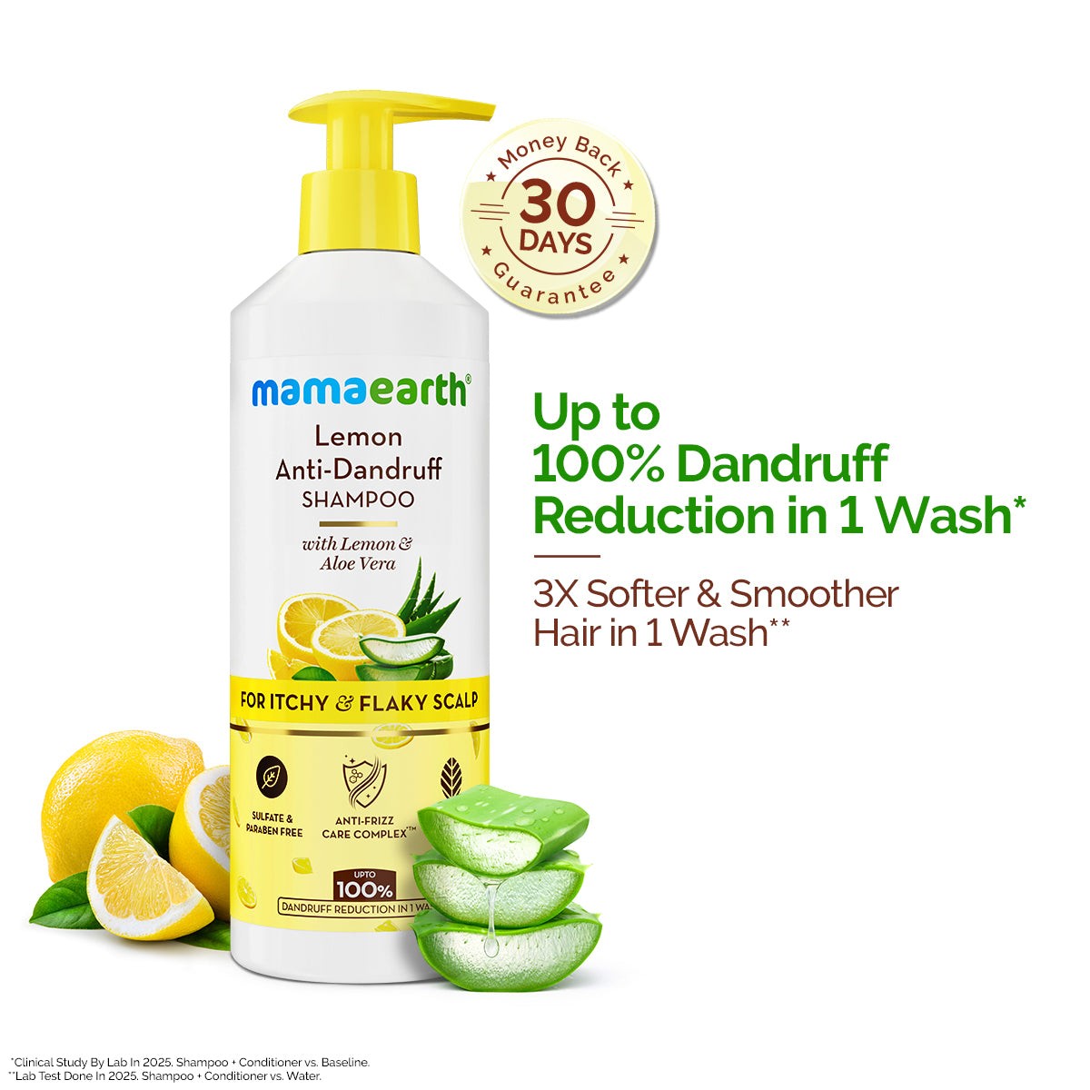 Mamaearth Lemon Anti-Dandruff Shampoo with Lemon & Aloe Vera for Itchy & Flaky Scalp - 400ml Mamaearth sale